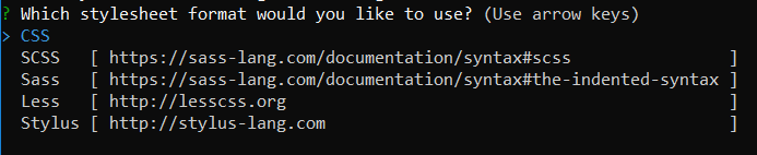 angular CLI stylesheet prompt